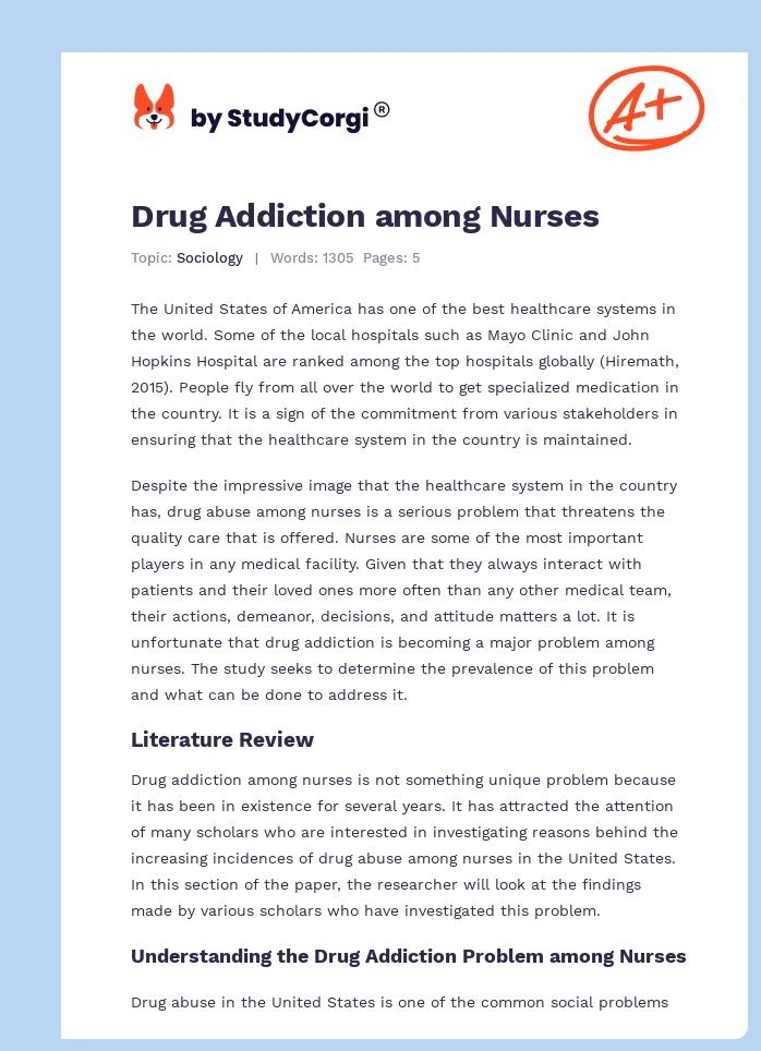 Drug Addiction among Nurses. Page 1