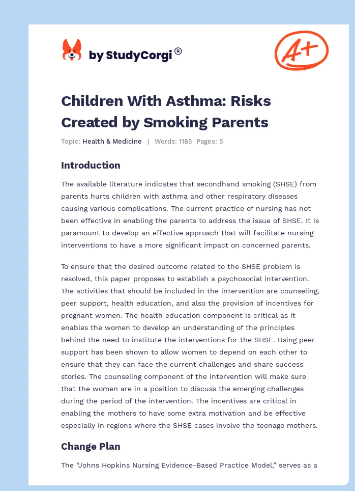 Children With Asthma: Risks Created by Smoking Parents. Page 1