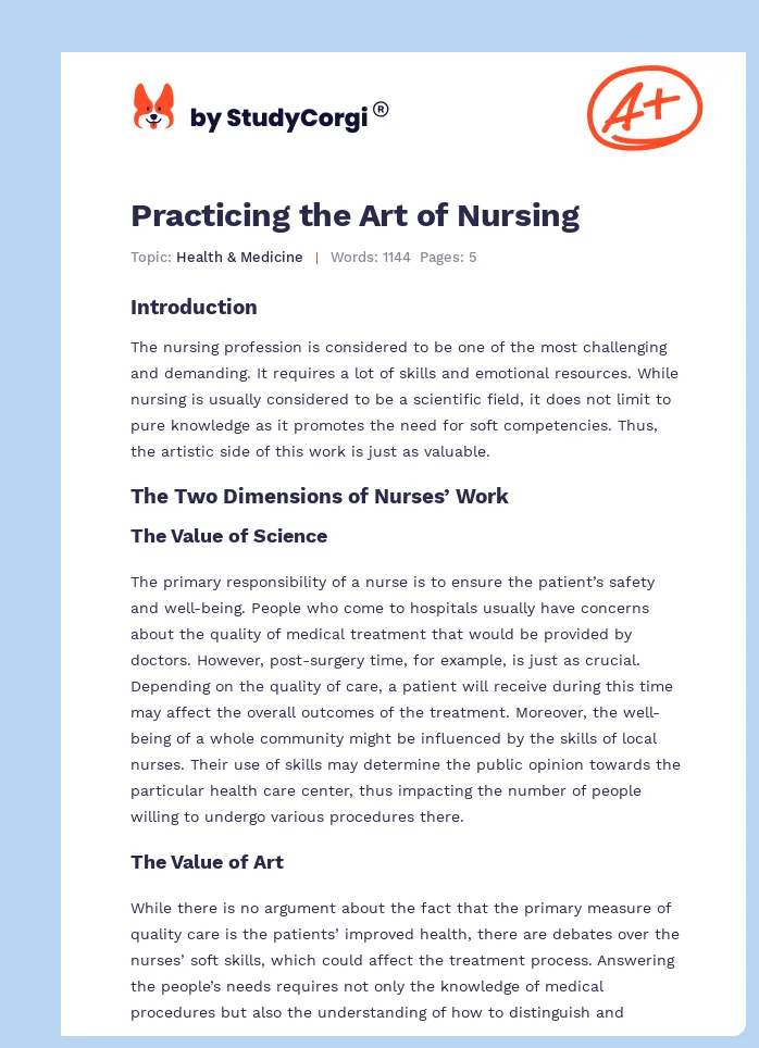 Practicing the Art of Nursing. Page 1