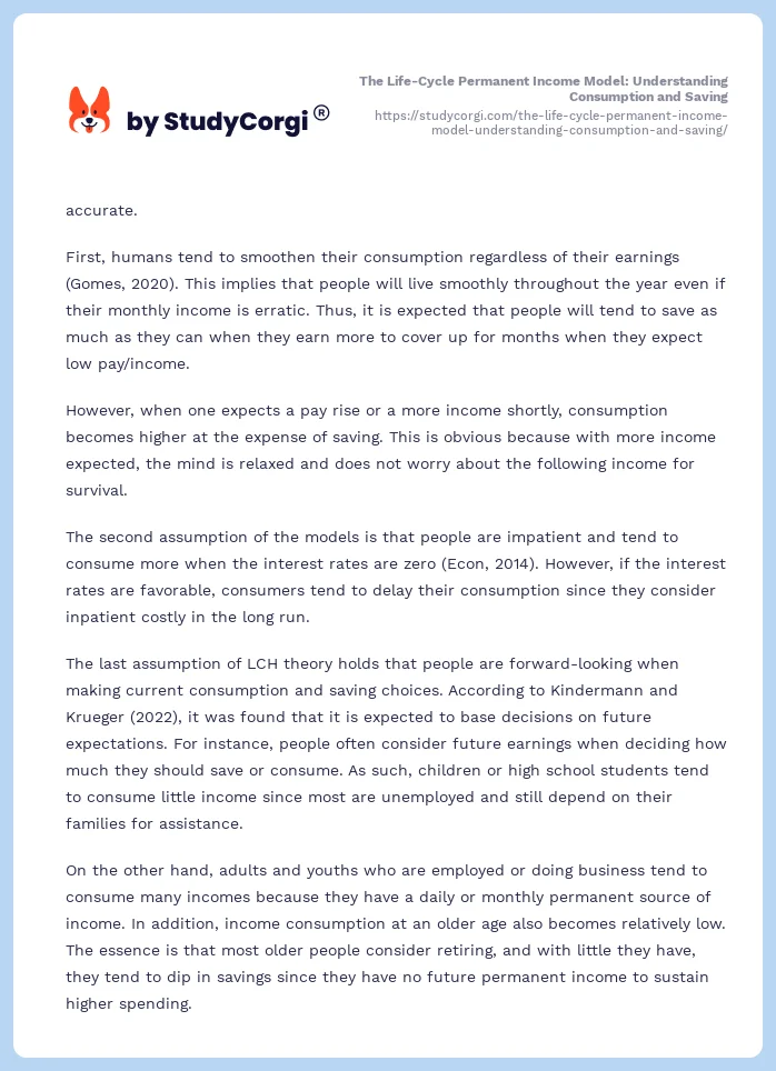 The Life-Cycle Permanent Income Model: Understanding Consumption and Saving. Page 2