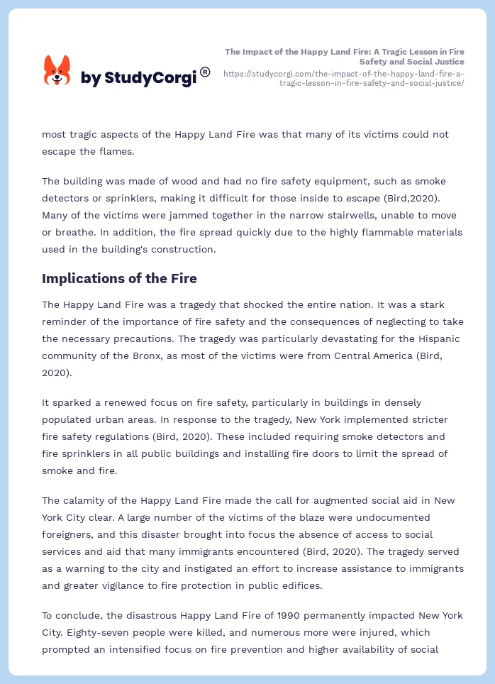 The Impact of the Happy Land Fire: A Tragic Lesson in Fire Safety and Social Justice. Page 2