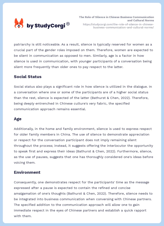 The Role of Silence in Chinese Business Communication and Cultural Norms. Page 2