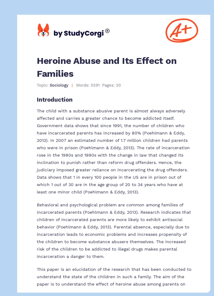 Heroine Abuse and Its Effect on Families. Page 1