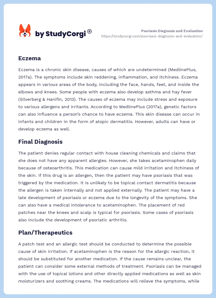 Psoriasis Diagnosis and Evaluation. Page 2