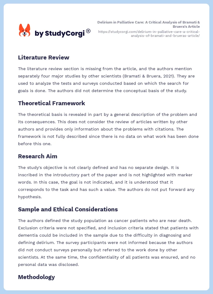 Delirium in Palliative Care: A Critical Analysis of Bramati & Bruera’s Article. Page 2