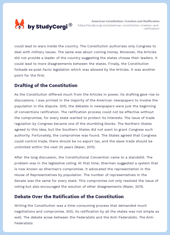 American Constitution: Creation and Ratification. Page 2