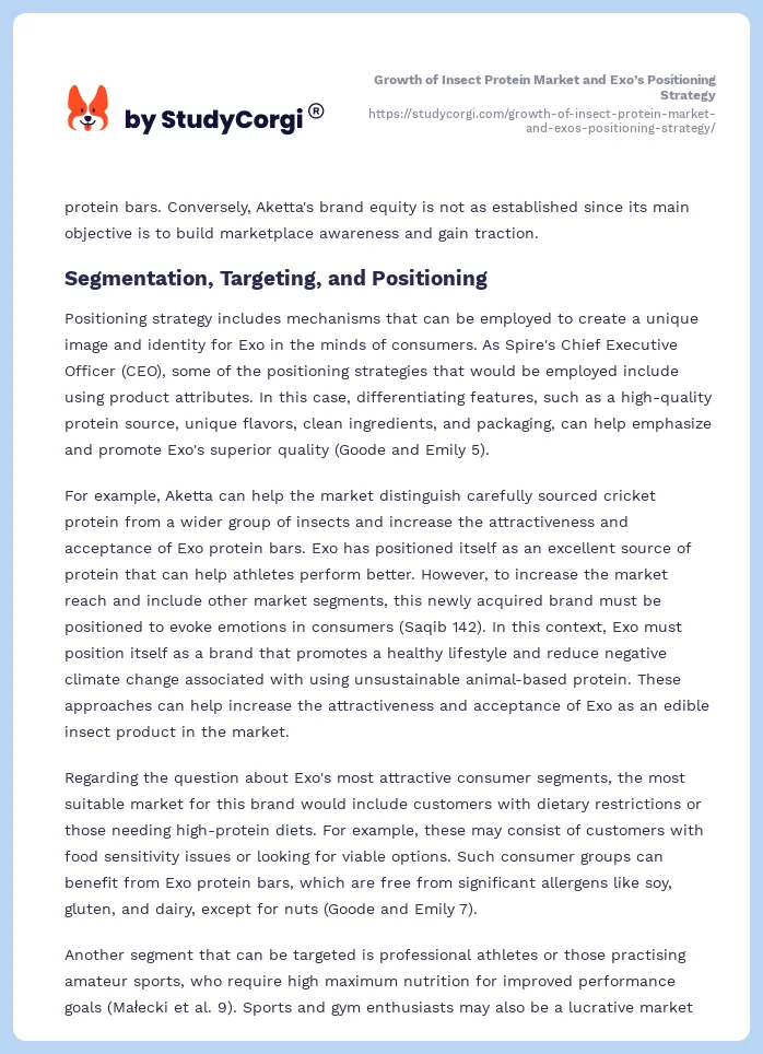 Growth of Insect Protein Market and Exo’s Positioning Strategy. Page 2