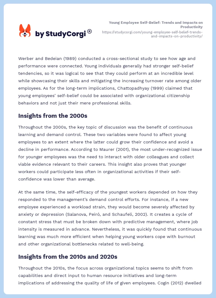 Young Employee Self-Belief: Trends and Impacts on Productivity. Page 2