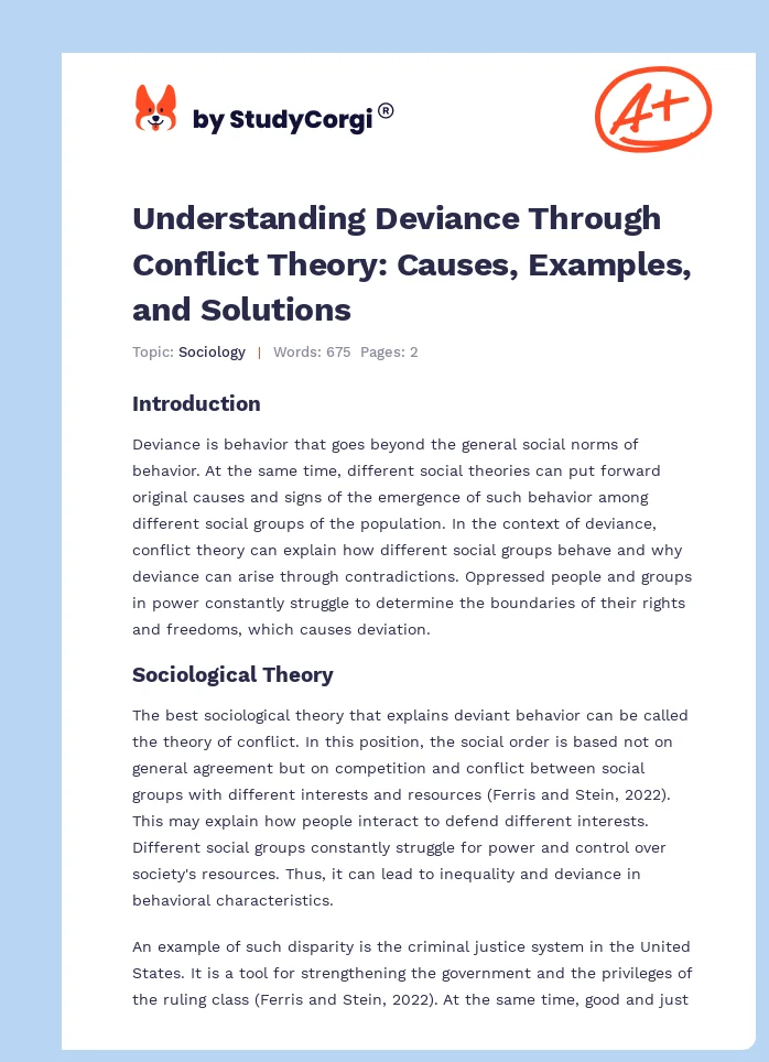 Understanding Deviance Through Conflict Theory: Causes, Examples, and Solutions. Page 1