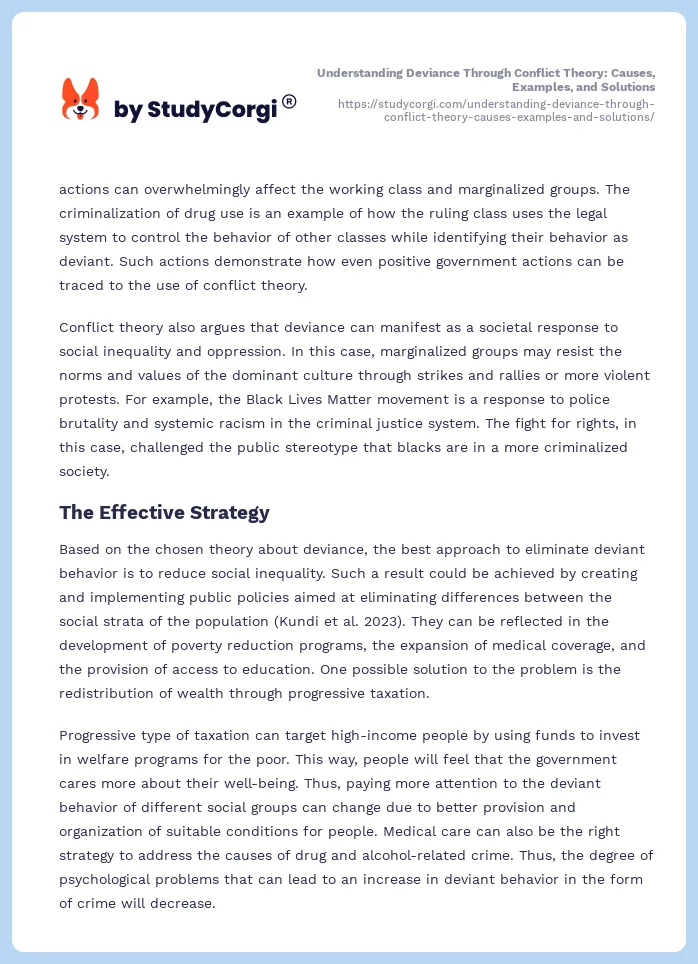 Understanding Deviance Through Conflict Theory: Causes, Examples, and Solutions. Page 2