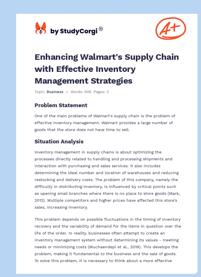 Enhancing Walmart's Supply Chain with Effective Inventory Management Strategies. Page 1