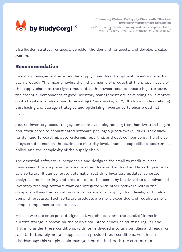 Enhancing Walmart's Supply Chain with Effective Inventory Management Strategies. Page 2