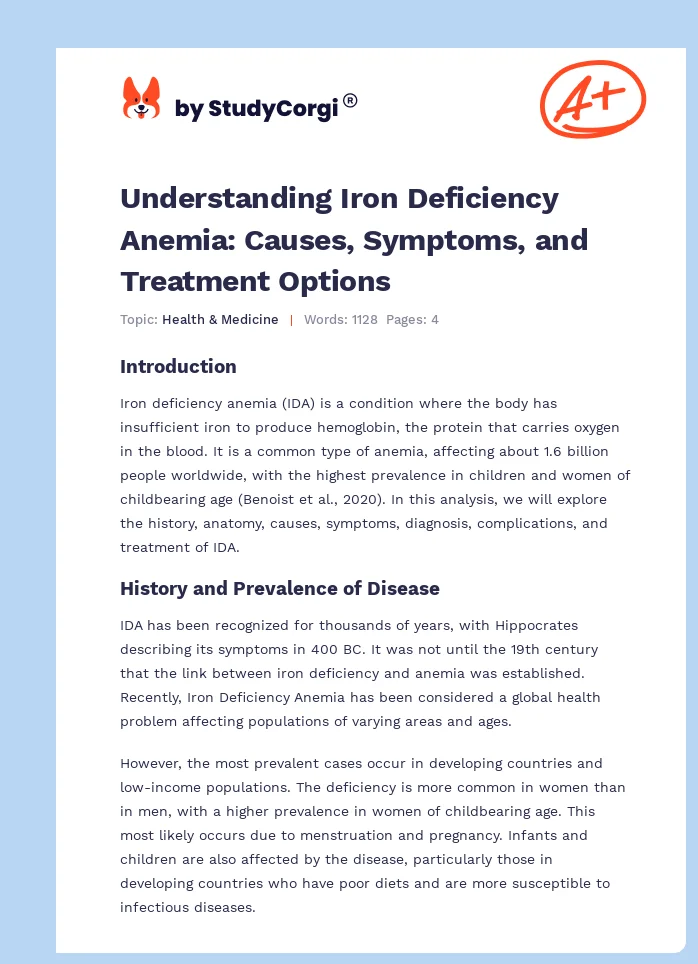 Understanding Iron Deficiency Anemia: Causes, Symptoms, and Treatment Options. Page 1