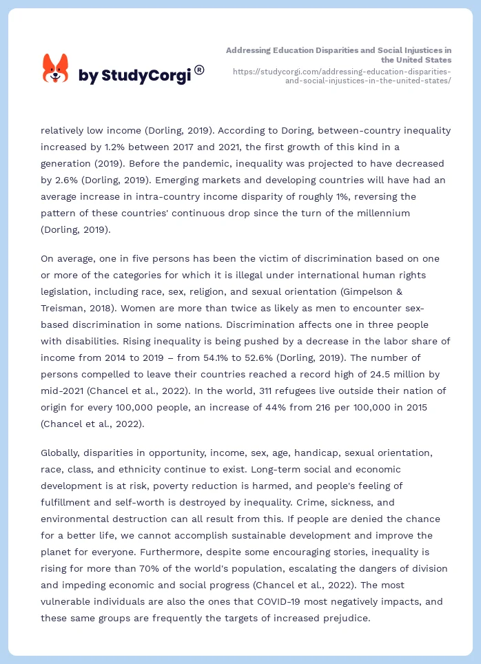 Addressing Education Disparities and Social Injustices in the United States. Page 2