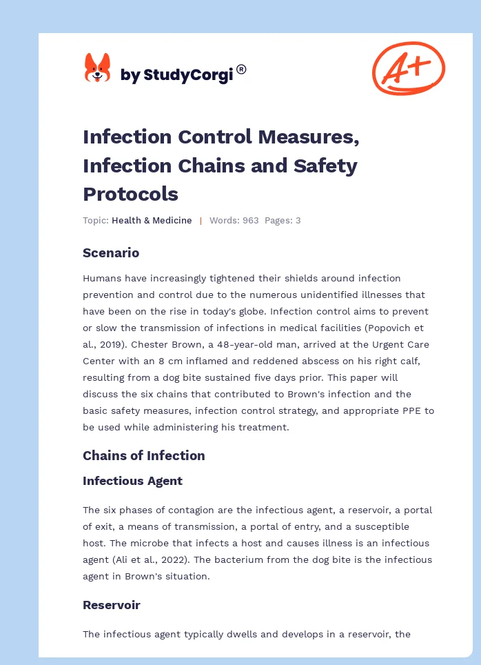 Infection Control Measures, Infection Chains and Safety Protocols. Page 1