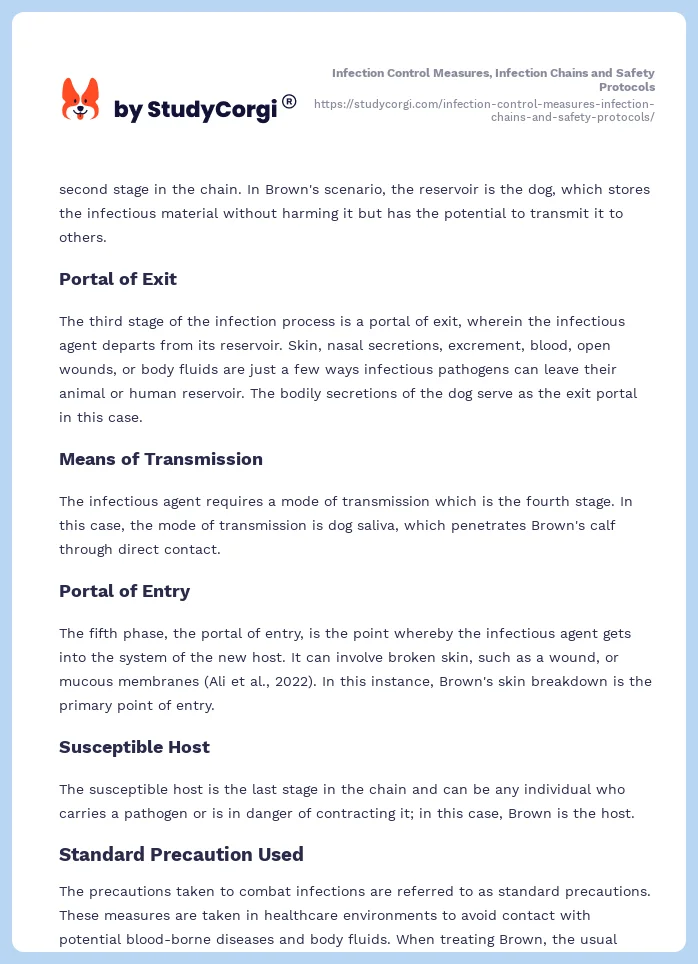 Infection Control Measures, Infection Chains and Safety Protocols. Page 2