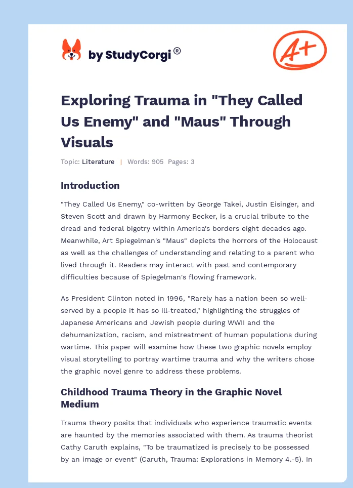 Exploring Trauma in "They Called Us Enemy" and "Maus" Through Visuals. Page 1