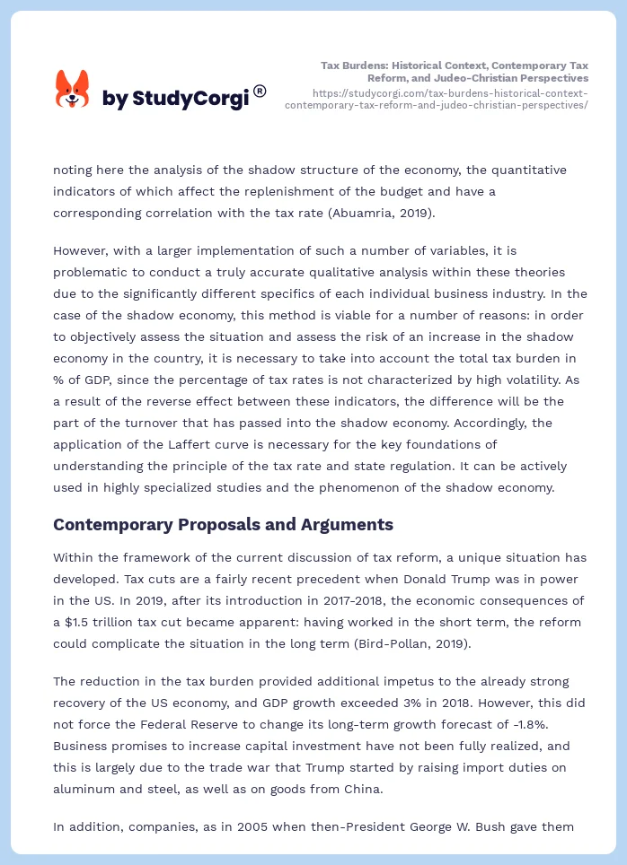 Tax Burdens: Historical Context, Contemporary Tax Reform, and Judeo-Christian Perspectives. Page 2