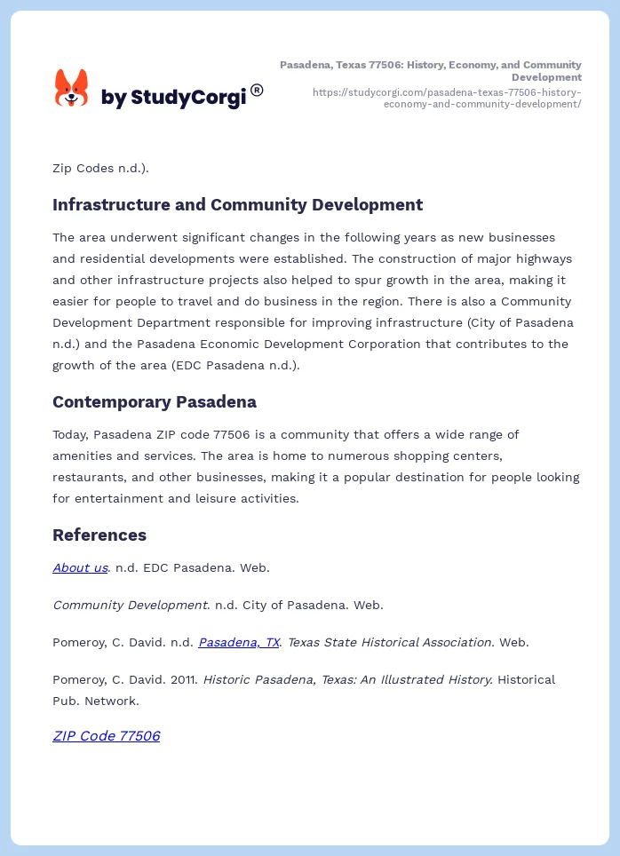 Pasadena, Texas 77506: History, Economy, and Community Development. Page 2