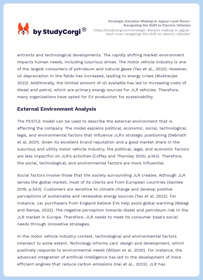 Strategic Decision-Making in Jaguar Land Rover: Navigating the Shift to Electric Vehicles. Page 2