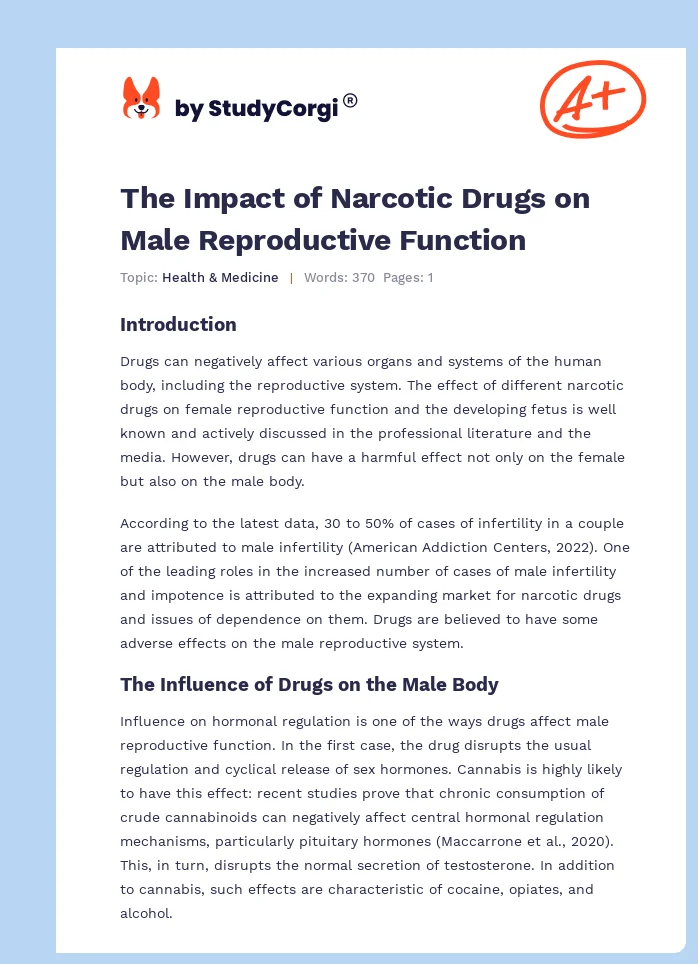 The Impact of Narcotic Drugs on Male Reproductive Function. Page 1