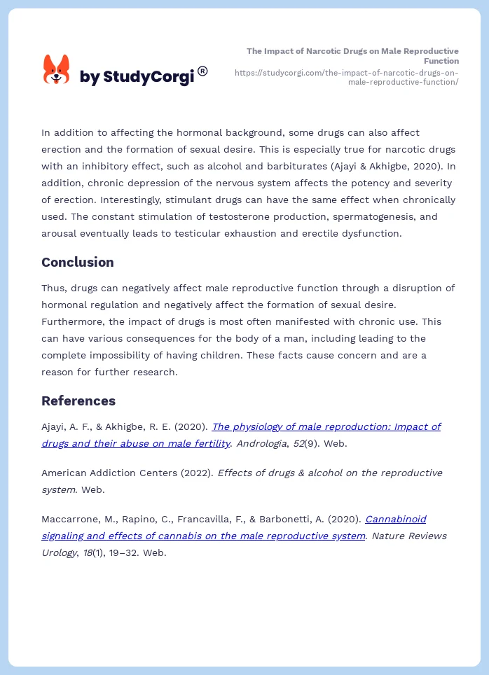 The Impact of Narcotic Drugs on Male Reproductive Function. Page 2