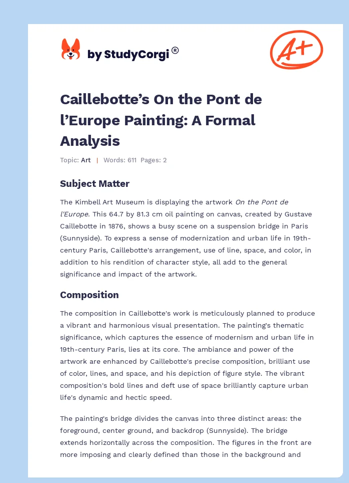 Caillebotte’s On the Pont de l’Europe Painting: A Formal Analysis. Page 1