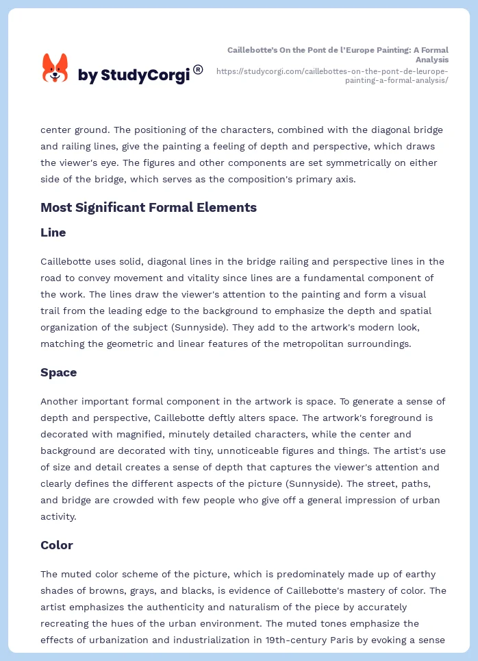 Caillebotte’s On the Pont de l’Europe Painting: A Formal Analysis. Page 2