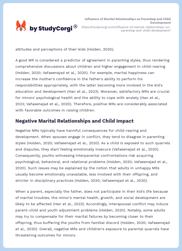 Influence of Marital Relationships on Parenting and Child Development. Page 2