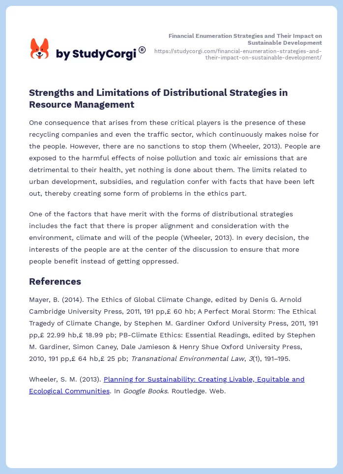 Financial Enumeration Strategies and Their Impact on Sustainable Development. Page 2