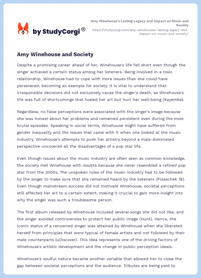 Amy Winehouse's Lasting Legacy and Impact on Music and Society. Page 2