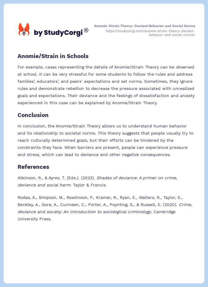 Anomie-Strain Theory: Deviant Behavior and Social Norms. Page 2