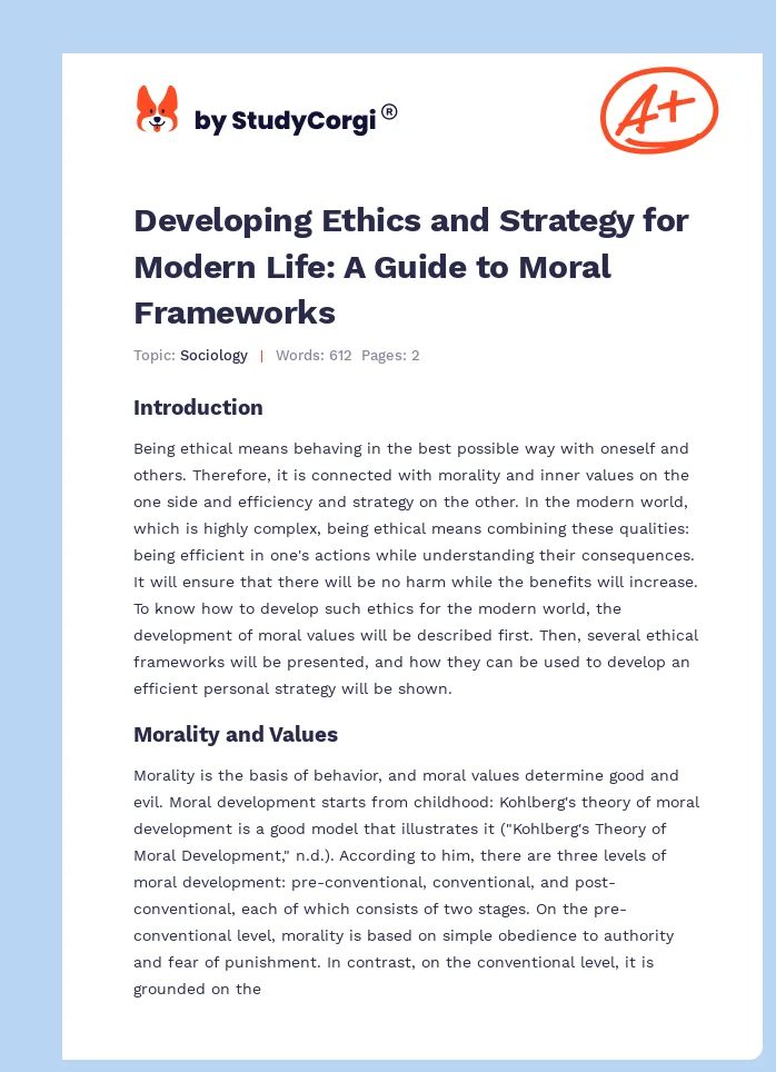 Developing Ethics and Strategy for Modern Life: A Guide to Moral Frameworks. Page 1