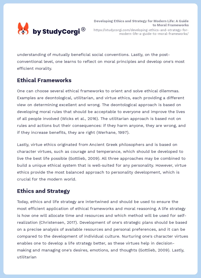 Developing Ethics and Strategy for Modern Life: A Guide to Moral Frameworks. Page 2