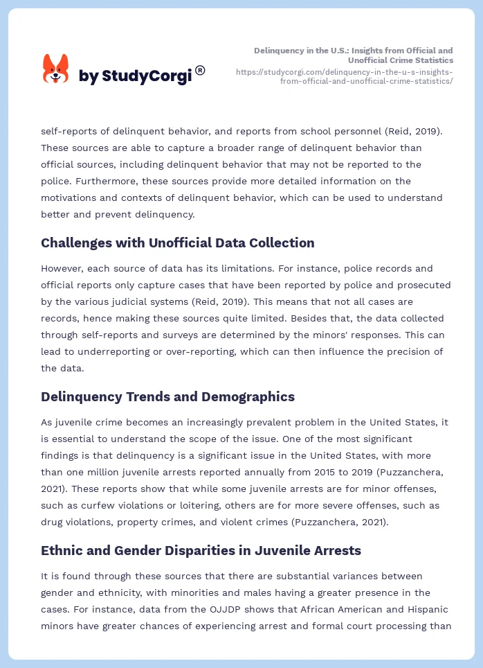 Delinquency in the U.S.: Insights from Official and Unofficial Crime Statistics. Page 2