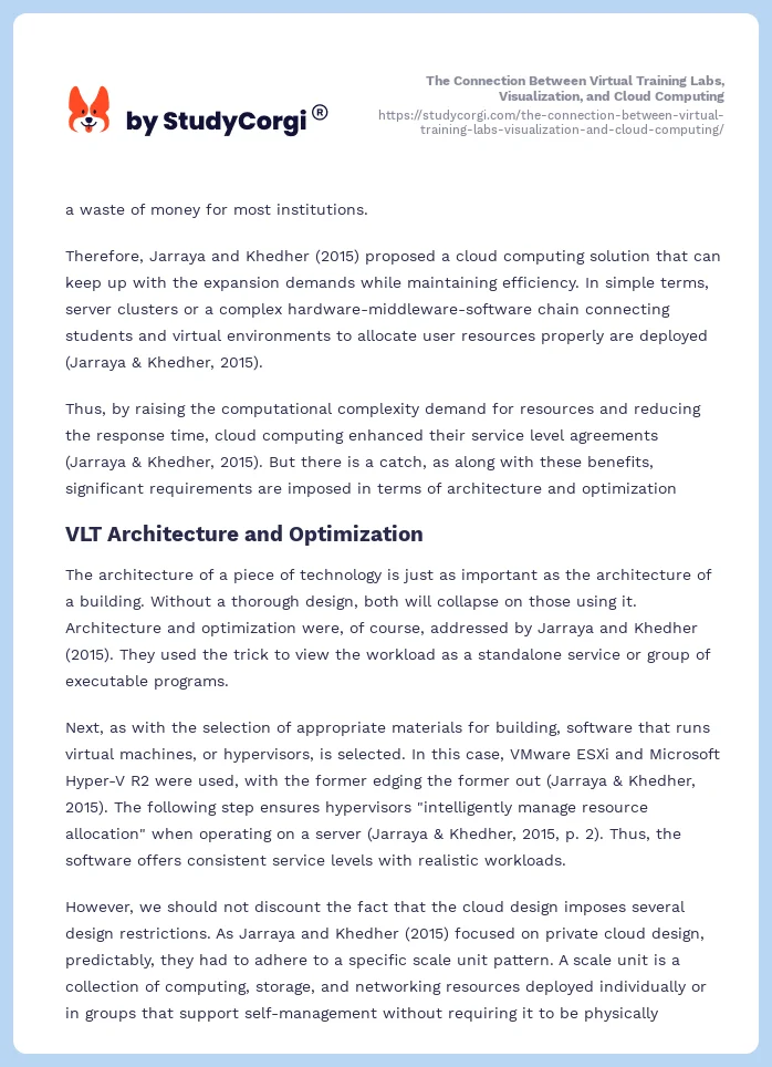 The Connection Between Virtual Training Labs, Visualization, and Cloud Computing. Page 2