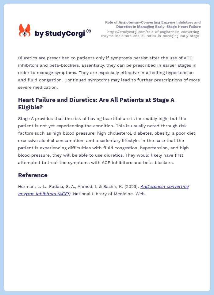 Role of Angiotensin-Converting Enzyme Inhibitors and Diuretics in Managing Early-Stage Heart Failure. Page 2