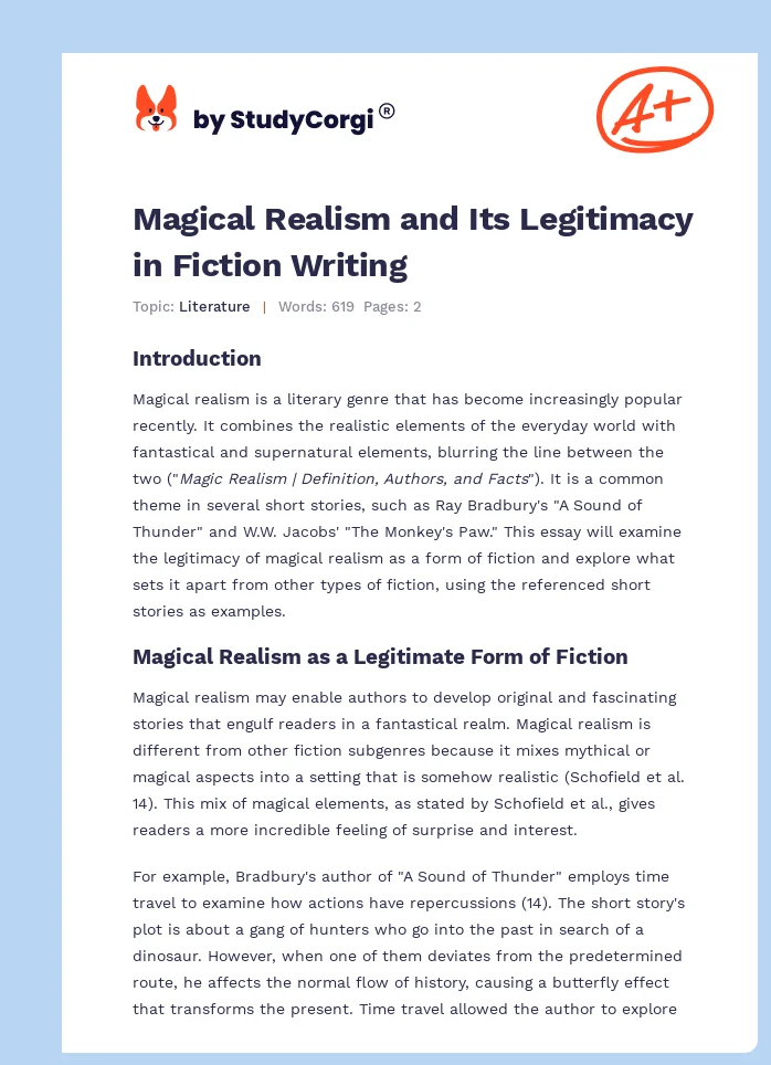 Magical Realism and Its Legitimacy in Fiction Writing. Page 1