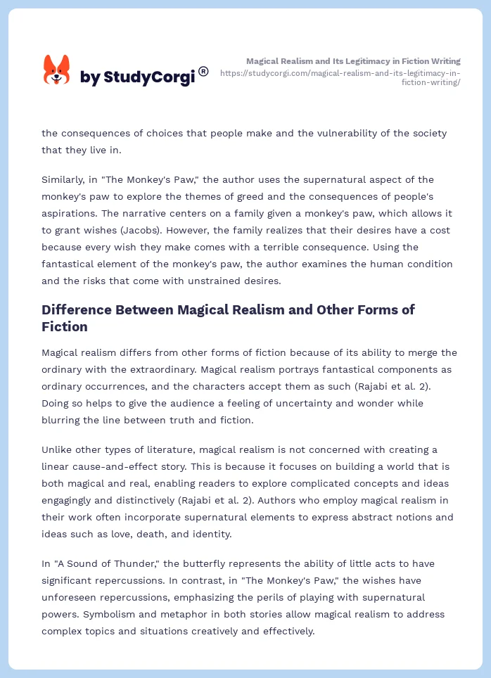 Magical Realism and Its Legitimacy in Fiction Writing. Page 2