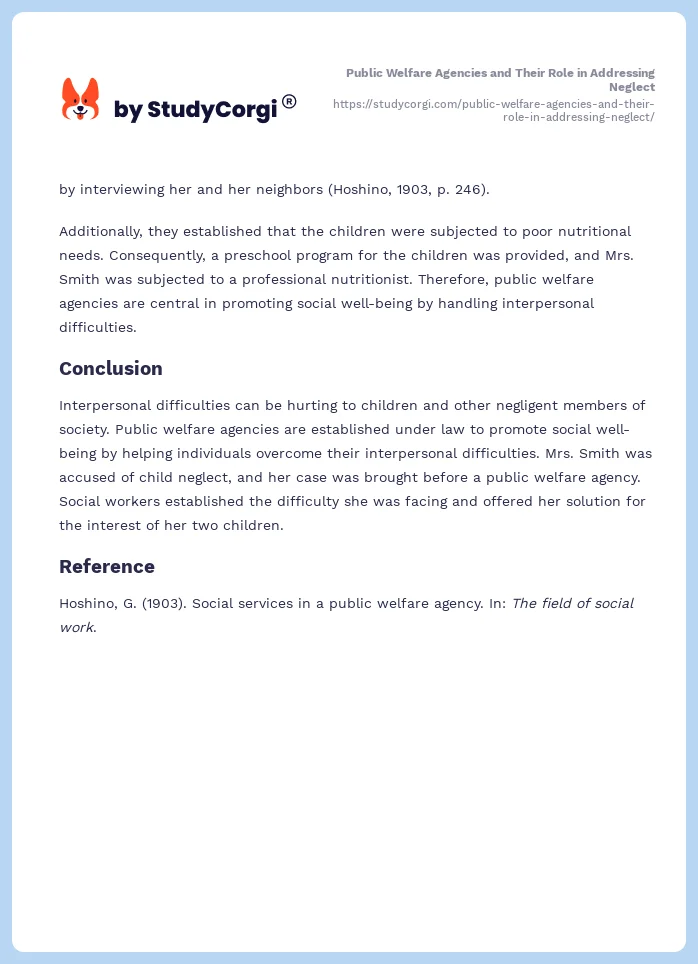 Public Welfare Agencies and Their Role in Addressing Neglect. Page 2