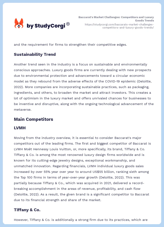 Baccarat's Market Challenges: Competitors and Luxury Goods Trends. Page 2