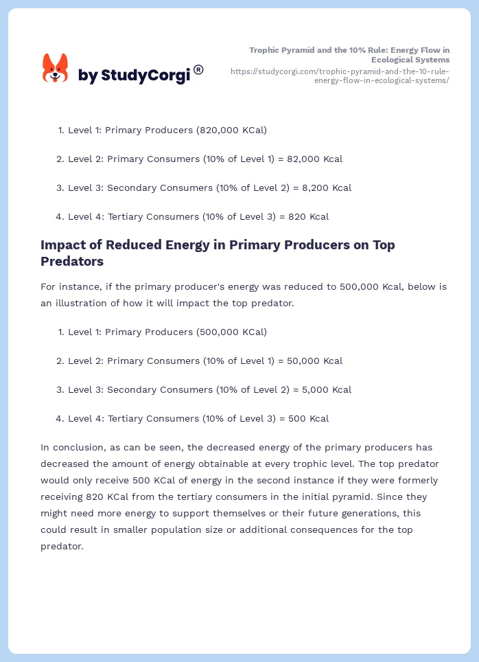 Trophic Pyramid and the 10% Rule: Energy Flow in Ecological Systems. Page 2