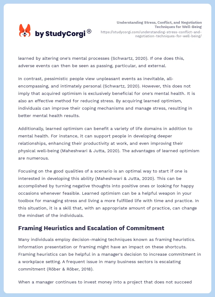 Understanding Stress, Conflict, and Negotiation Techniques for Well-Being. Page 2