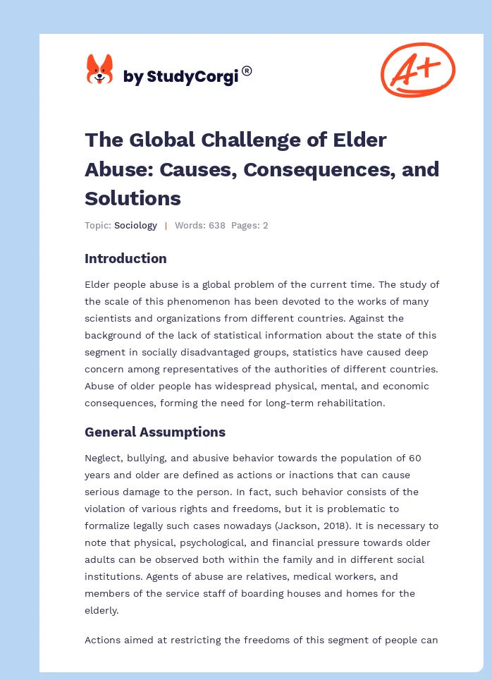 The Global Challenge of Elder Abuse: Causes, Consequences, and Solutions. Page 1