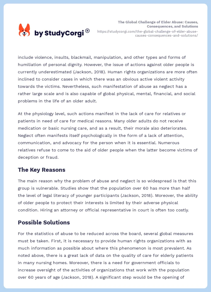 The Global Challenge of Elder Abuse: Causes, Consequences, and Solutions. Page 2