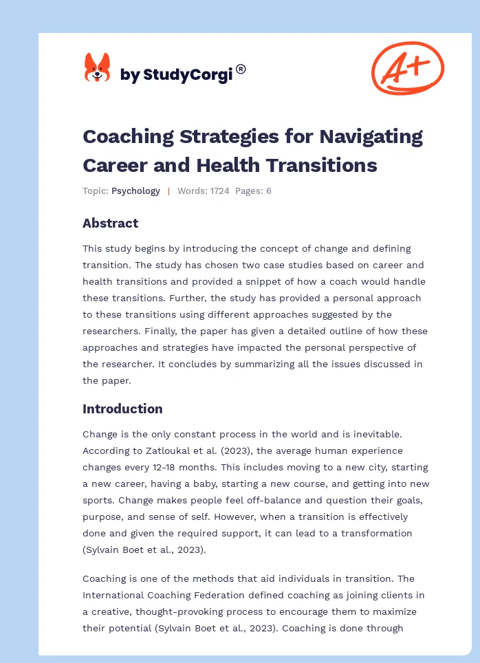 Coaching Strategies for Navigating Career and Health Transitions. Page 1