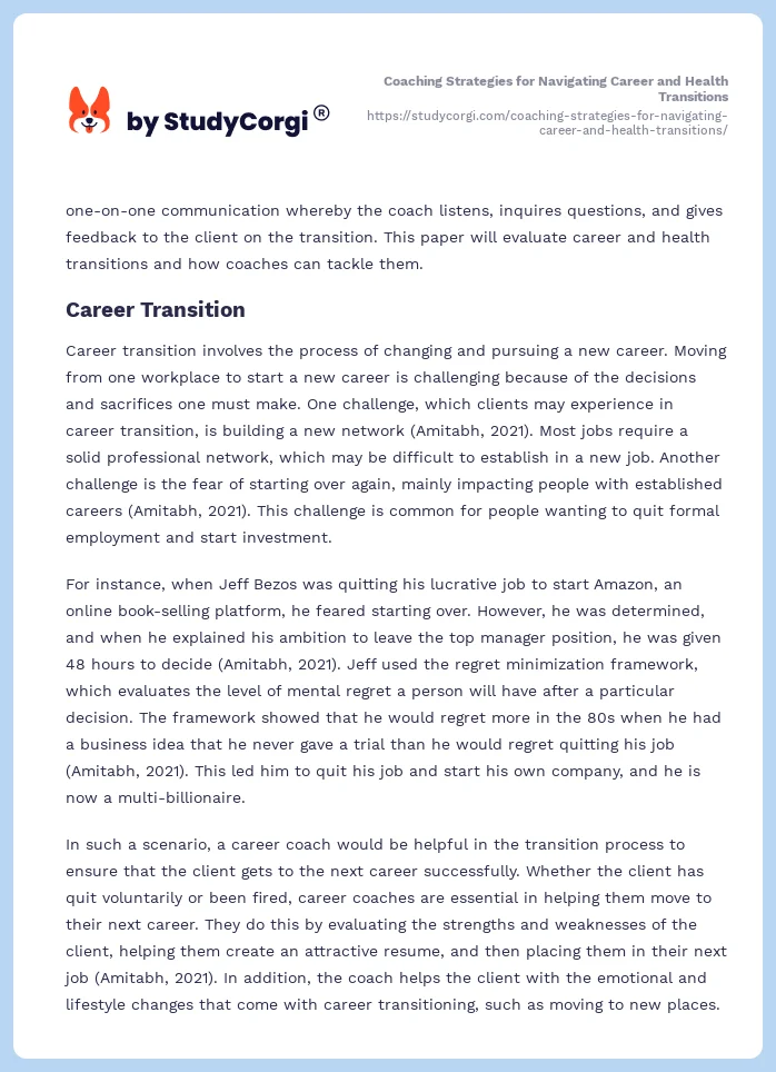 Coaching Strategies for Navigating Career and Health Transitions. Page 2