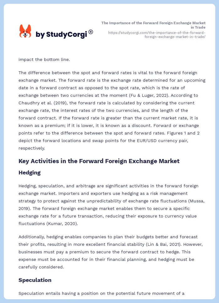 The Importance of the Forward Foreign Exchange Market in Trade. Page 2