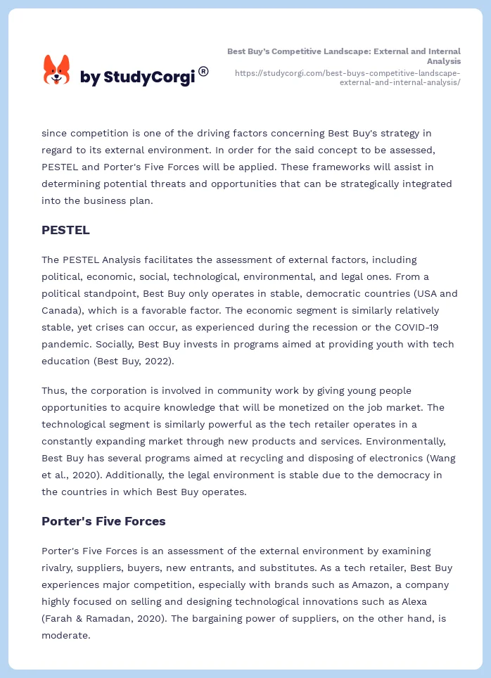 Best Buy’s Competitive Landscape: External and Internal Analysis. Page 2