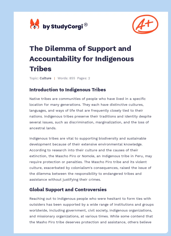 The Dilemma of Support and Accountability for Indigenous Tribes. Page 1